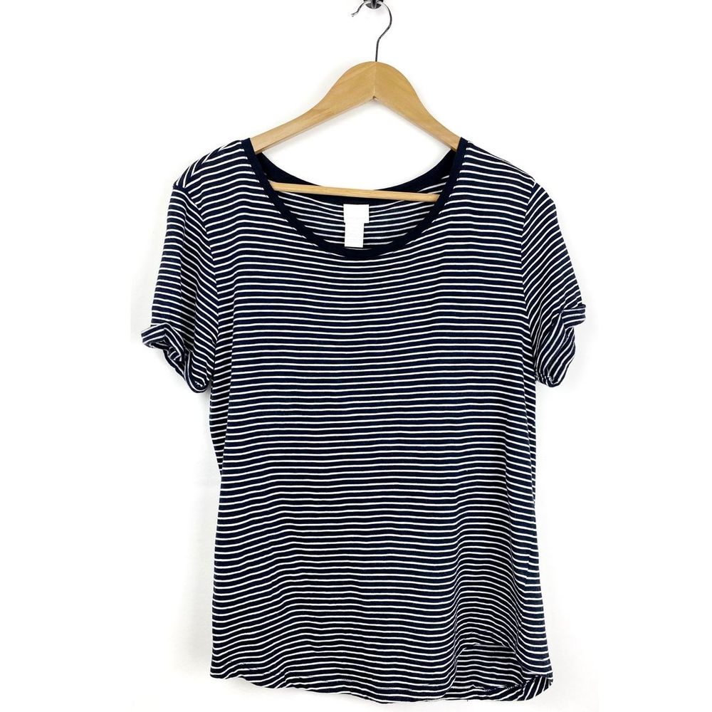 H&M Basic Black & White Striped Soft T-Shirt Small